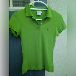 Lacoste Cotton Polo Shirt Women's Size 34 Lime Green Excellent Condition Rare